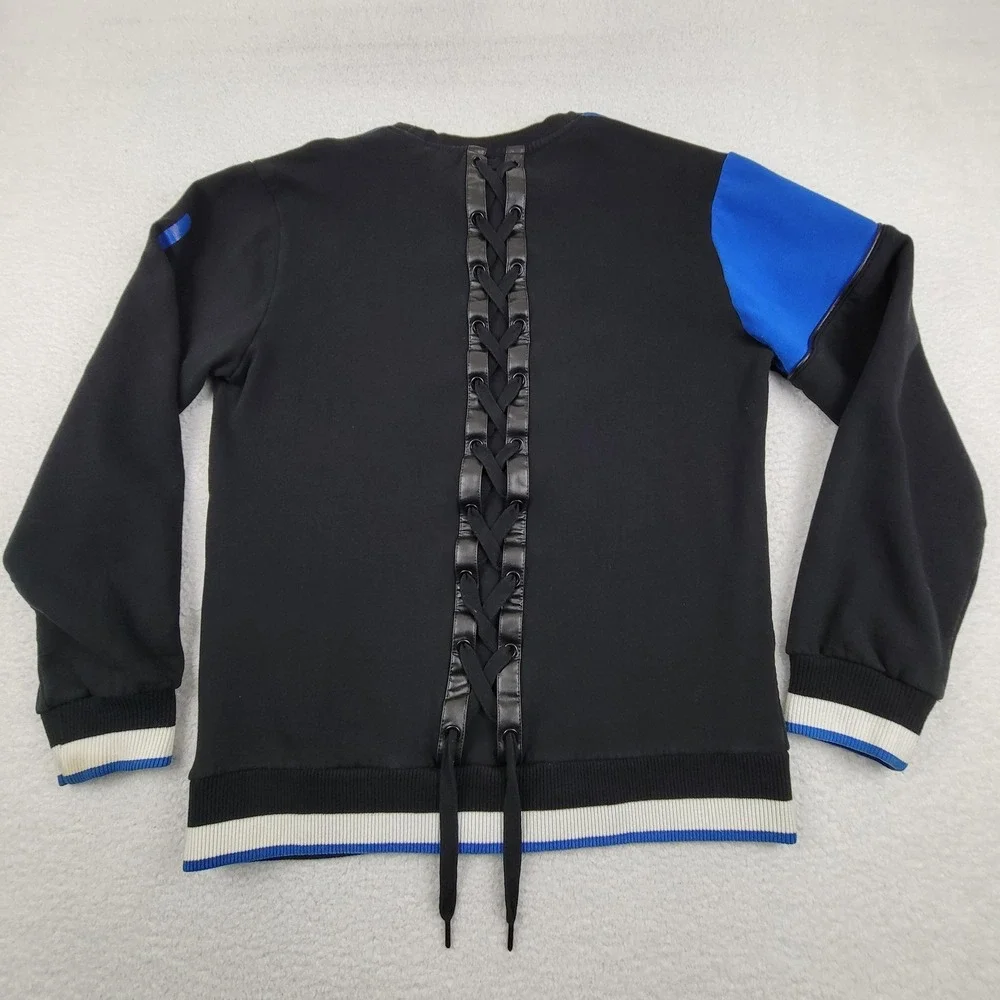 Krome Sweater Mens Large Black Blue X Pullover Crewneck Streetwear Banned 1984